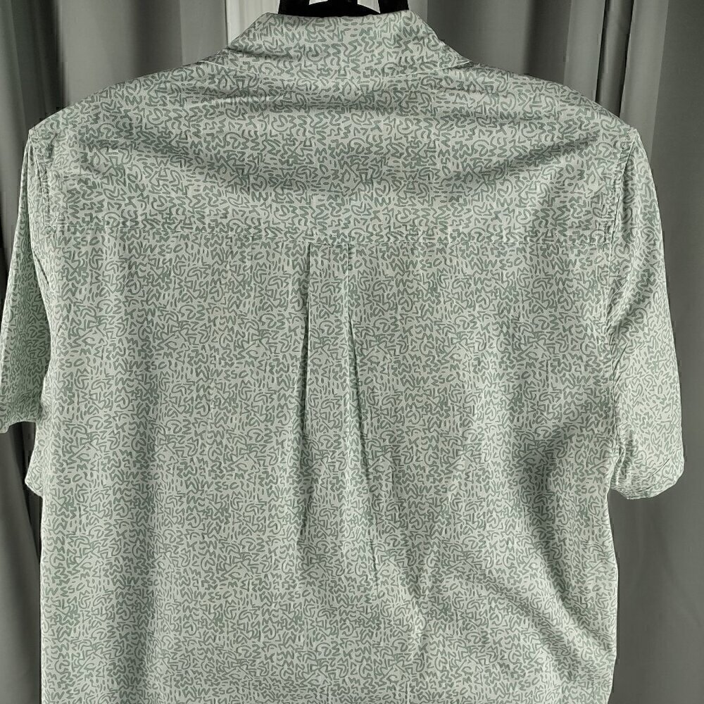 WESC 100% Cotton Pastel Green White Fitted Button Down Short Sleeve Shirt Size L - Picture 4 of 11